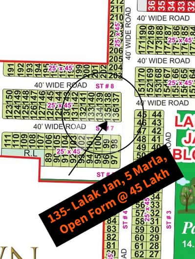 135 No Lalak Jan Block 5-Marla, 25 x 45 Residential Plot @ 45 Lac Open Form, No Transfer Fees Best Location For Constructing Your Dream House In Bahria Town Lahore 135 No Lalak Jan Block 5-Marla, 25 x 45 Residential Plot @ 45 Lac Open Form, No Transfer Fees Best Location For Constructing Your Dream House In Bahria Town Lahore