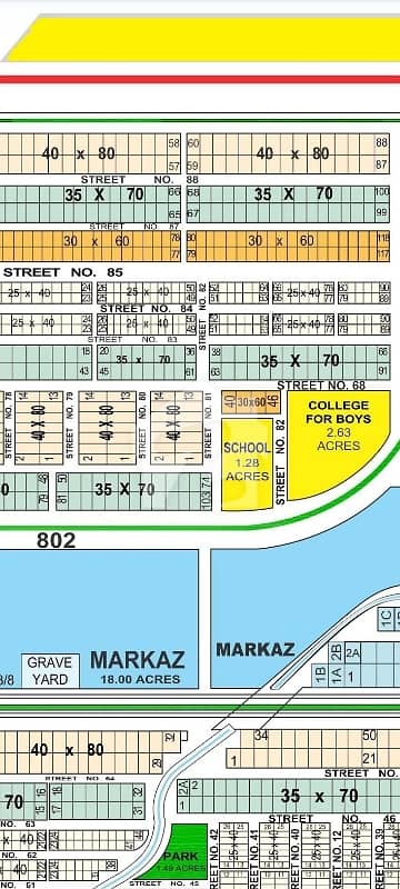 Plot Xyz Street 88 Size 40x80 Double Road Back Street Possession Plot, Hightet Plot