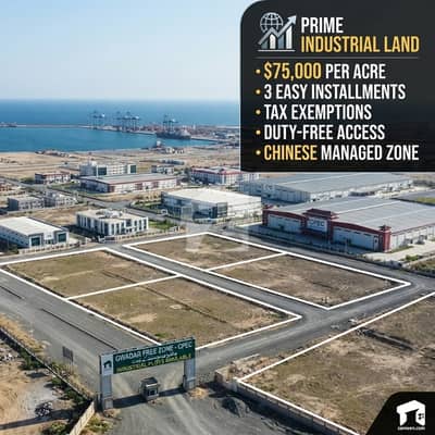 Gwadar Free Zone Industrial Land | Chinese-Managed | $75,000/Acre in 3 Installments