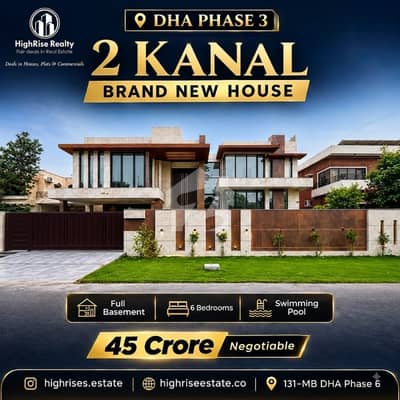 2 Kanal Brand New Ultra Luxury House for Sale in Dha Phase 3 at Prime Location |Triple Height Lobby | Full Basement+Pool+Theter+Lift 2 Kanal Brand New Ultra Luxury House for Sale in Dha Phase 3 at Prime Location |Triple Height Lobby | Full Basement+Pool+Theter+Lift