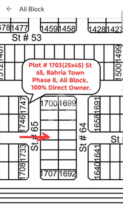 Owner Plot # 1703, St 65 Ali Block BT phase 8 Owner Plot # 1703, St 65 Ali Block BT phase 8