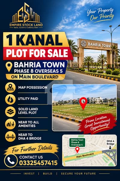 1 Kanal Plot for Sale Bahria Town Phase 8 Overseas 5