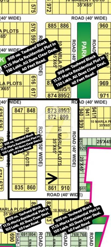 906 No. Tauheed Block 10-Marla (35 By 65) Residential Plot In 128 Lakh. All Dues Clear Deal, 40 Feet Road Category. Best Location For Constructing Your Dream House In Bahria Town Lahore 906 No. Tauheed Block 10-Marla (35 By 65) Residential Plot In 128 Lakh. All Dues Clear Deal, 40 Feet Road Category. Best Location For Constructing Your Dream House In Bahria Town Lahore