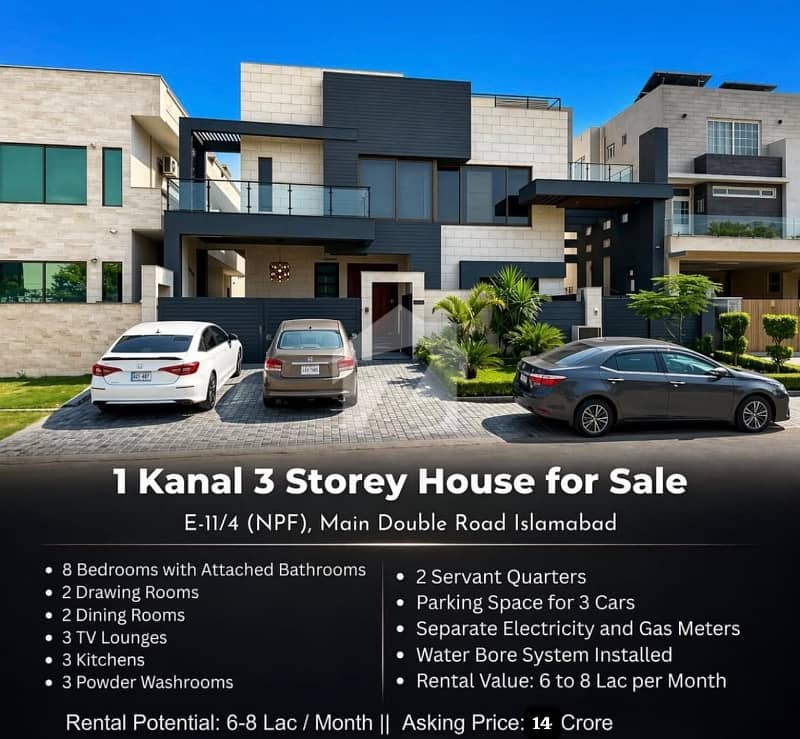 E11 ISLAMABAD DOUBLE ROAD 3STOREY 1KANAL HOUSE FOR SALE E11 ISLAMABAD DOUBLE ROAD 3STOREY 1KANAL HOUSE FOR SALE