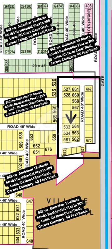 562 No. Gulbahar 13-Marla 40 By 65 Residential Plot In 205 Lakh. All Dues Clear Deal, Corner Category. 40 Feet Road. Best Location For Constructing Your Dream House In Bahria Town Lahore