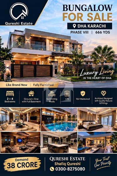 LUXURIOUS FULLY FURNISHED BUNGALOW FOR SALE PHASE VIII, A ZONE | DEMAND ONLY 38 CRORE