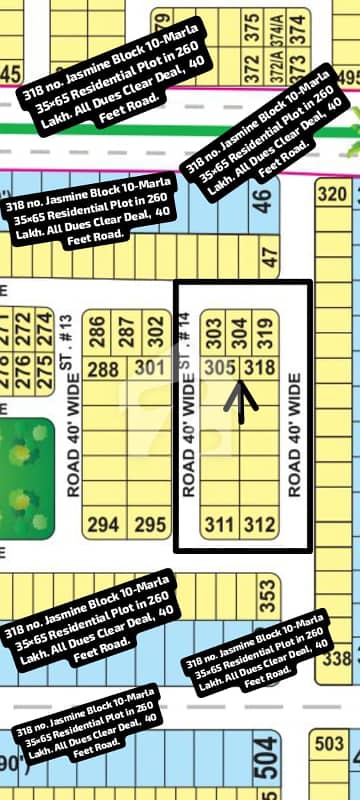 318 No. Jasmine Block 10-Marla (35 By 65) Residential Plot In 260 Lakh. All Dues Clear Deal, 40 Feet Road. Best Location For Constructing Your Dream House In Bahria Town Lahore. 318 No. Jasmine Block 10-Marla (35 By 65) Residential Plot In 260 Lakh. All Dues Clear Deal, 40 Feet Road. Best Location For Constructing Your Dream House In Bahria Town Lahore.