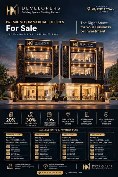 649 Sq. Ft. Commercial Offices for Sale | 20% Down | Possession Jan 2027