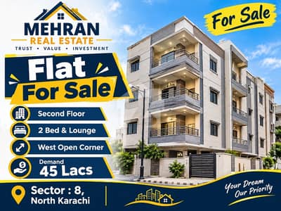 Flat For Sale in Sector. 8 North Karachi