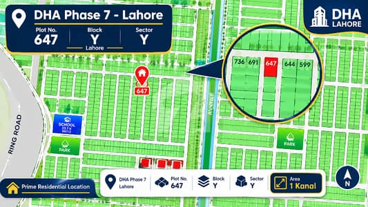 Premium 1 Kanal Residential Plot No. 647 for Sale in Block Y, DHA Phase 7 Lahore