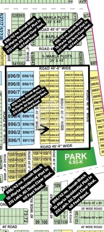 896/42 no. Jinnah Block 10-Marla (35 by 65) Residential Plot in 215 Lakh. All Dues Clear Deal, 40 Feet Road. Best Location For Constructing Your Dream House in Bahria Town Lahore