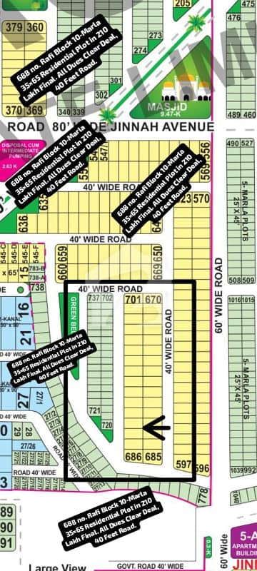 688 No. Rafi Block 10-Marla (35 By 65) Residential Plot In 210 Lakh Final. All Dues Clear Deal, 40 Feet Road. Best Location For Constructing Your Dream House In Bahria Town Lahore 688 No. Rafi Block 10-Marla (35 By 65) Residential Plot In 210 Lakh Final. All Dues Clear Deal, 40 Feet Road. Best Location For Constructing Your Dream House In Bahria Town Lahore