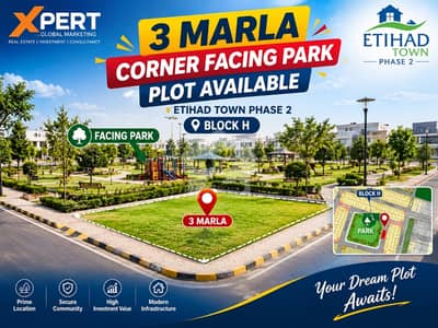 3 MARLA CORNER FACING PARK RESIDENTIAL PLOT AVAILABLE
