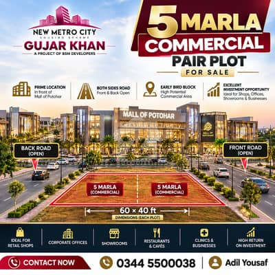 5 Marla Commercial Pair Plot for Sale Early Bird Block