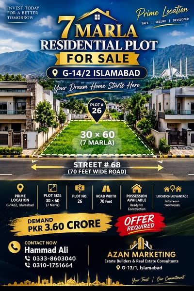 7 Marla 30x60 Plot For Sale G-14/2 Islamabad 7 Marla 30x60 Plot For Sale G-14/2 Islamabad