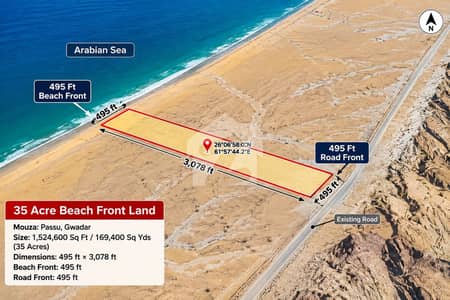 35 Acre Beach Front Land For Sale In Passu Gwadar Road Front