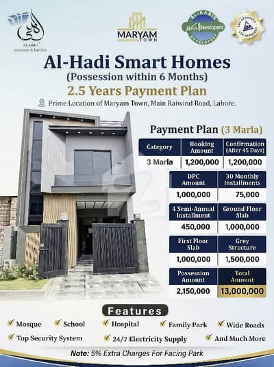 Luxury 3 Marla Smart Home on 2.5 Years Easy Installments | Possession in 6 Months Luxury 3 Marla Smart Home on 2.5 Years Easy Installments | Possession in 6 Months