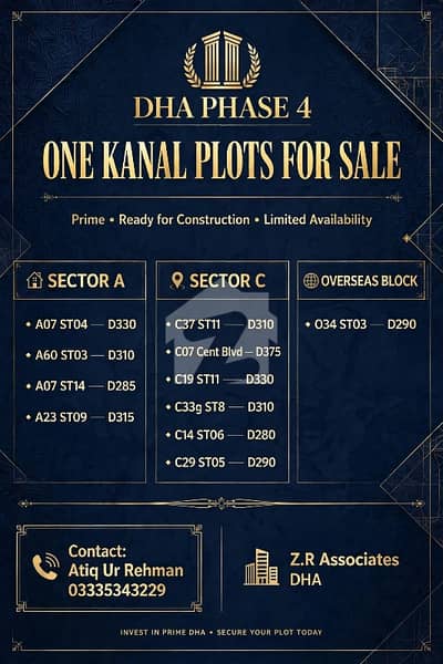 DHA PHASE 4 ISLAMABAD - SECTOR C - PRIME LOCATION PLOT FOR SALE