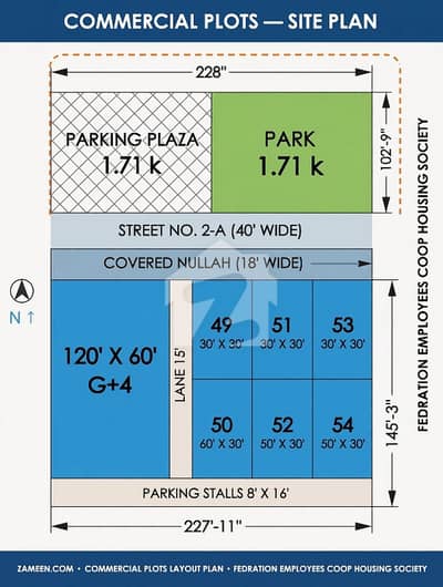 Federation Employees Society - 30x30 - Commercial Plot For Sale - Park Face - Near Parking Plaza - G+4 Approved