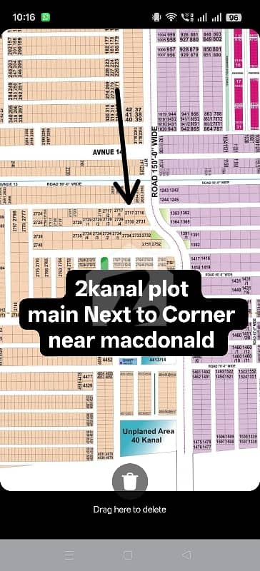 2kanal plot phase 7 Y-block main next to corner near macdonald for sale in DHA Lahore.