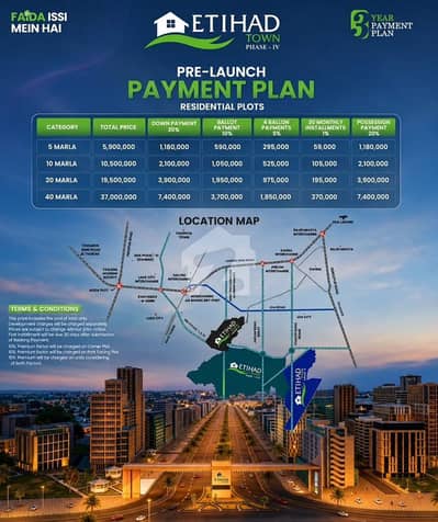 Etihad town phase4 5 marla plot available on pre launch prices