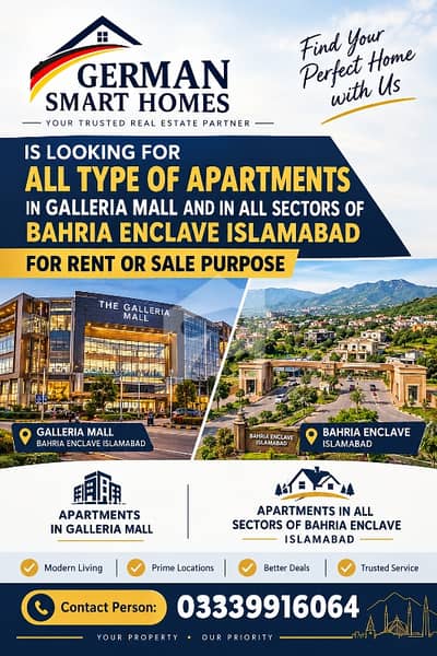 Apartments for Rent Purpose in Galleria Mall in Bahria Enclave Islamabad