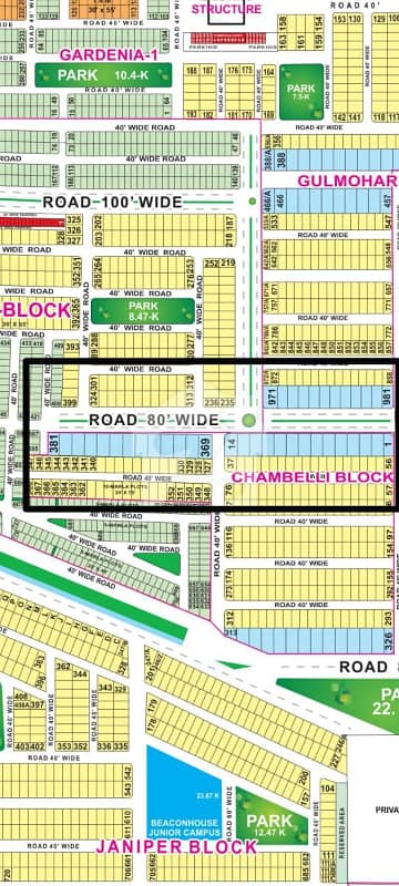 378 No. Chambelli Block 22-Marla Residential Plot In 500 Lakh. All Dues Clear Deal, 80 Feet Road. Best Location For Constructing Your Dream House In Bahria Town Lahore