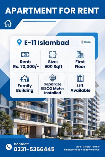 2-Bed unfurnished Apartment For Rent E-11 Islamabad