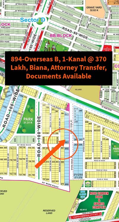 1 Kanal Plot for Sale in Overseas B, Bahria Town Lahore | Prime Location & Excellent Investment Opportunity