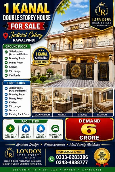 1 KANAL DOUBLE-STOREY HOUSE FOR SALE JUDICIAL COLONY, RAWALPINDI 1 KANAL DOUBLE-STOREY HOUSE FOR SALE JUDICIAL COLONY, RAWALPINDI