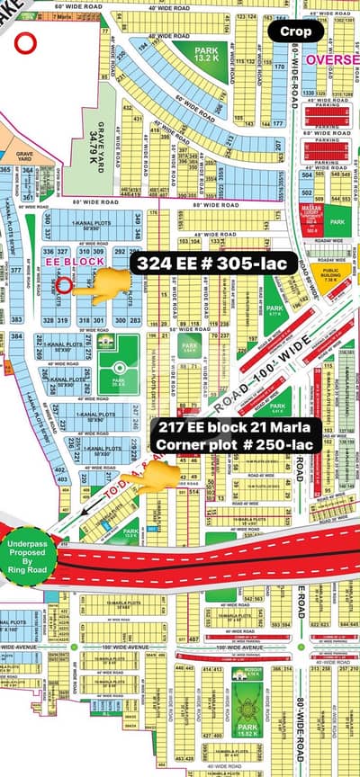 324 EE block One kanal plot Available For sale Near to park