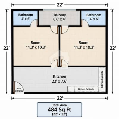 2 Bedrooms With Attached Bathrooms