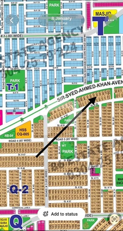 DHA Multan Sector Q 1 Kanal 150ft Road Facing Residential Plot Near To Park, Masjid And Commercial.