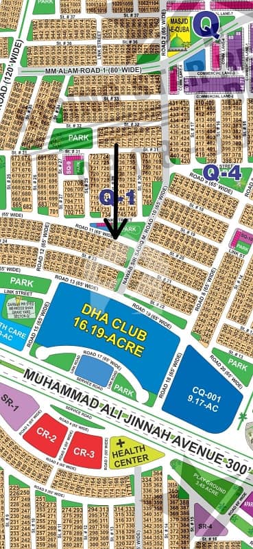 DHA Multan Sector Q 1 Kanal 65ft Toad Facing Residential Plot Near To Park, Masjid And Commercial.