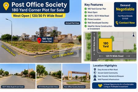 180 Sq Yards Corner Plot for Sale Post Office Society 180 Sq Yards Corner Plot for Sale Post Office Society
