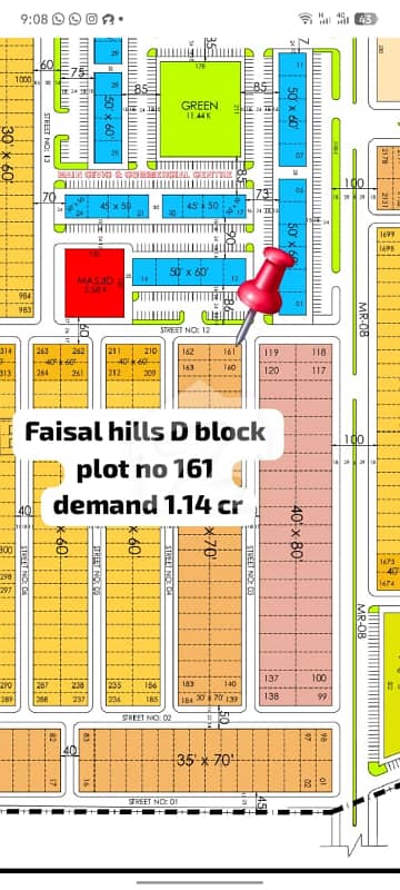 10 Marla Rare Plot 161,Street 12 D Block Faisal Hills Near Masjid, Park And 100ft MR-8 Road