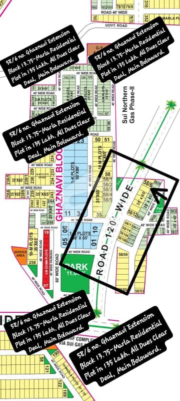 58/6 No. Ghaznavi Extension Block 13.75-Marla 135 Lakh. All Dues Clear Deal, Corner Category, 100 Feet Road. Best Location For Constructing Your Dream House In Bahria Town Lahore.