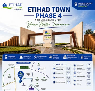 5 MARLA RESIDENTIAL PLOT FILE AVAILABLE FOR SALE ON EASY INSTALLMENT PLAN WITH 20% DOWNPAYMEN AT ETIHAD TOWN PHASE LAHORET