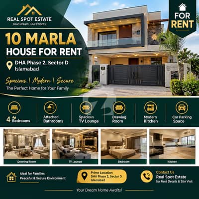 10 Marla Luxury House for Rent in DHA Phase 2, Sector D
