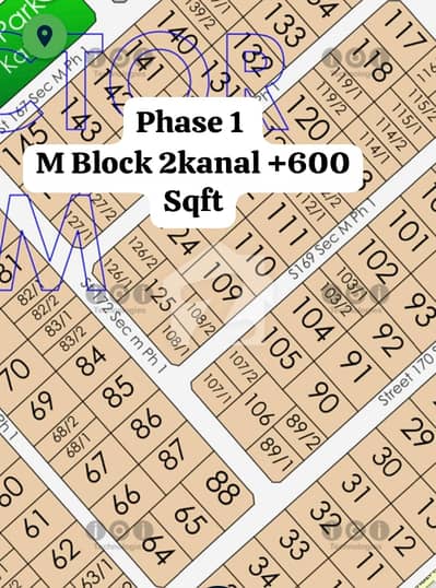 Dha Phase 1 M Block 2kanal +600Sqft Residential Plot For Sale Prime Location