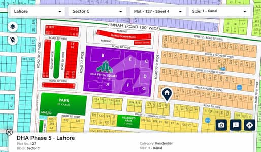 10 Marla Plot For Sale In DHA Phase 5, Block C Near Penta Square & Park
