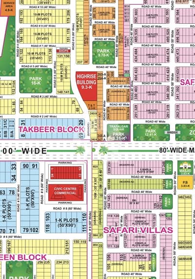 13 Marla corner facing park plot in the most demanding location of bshria town