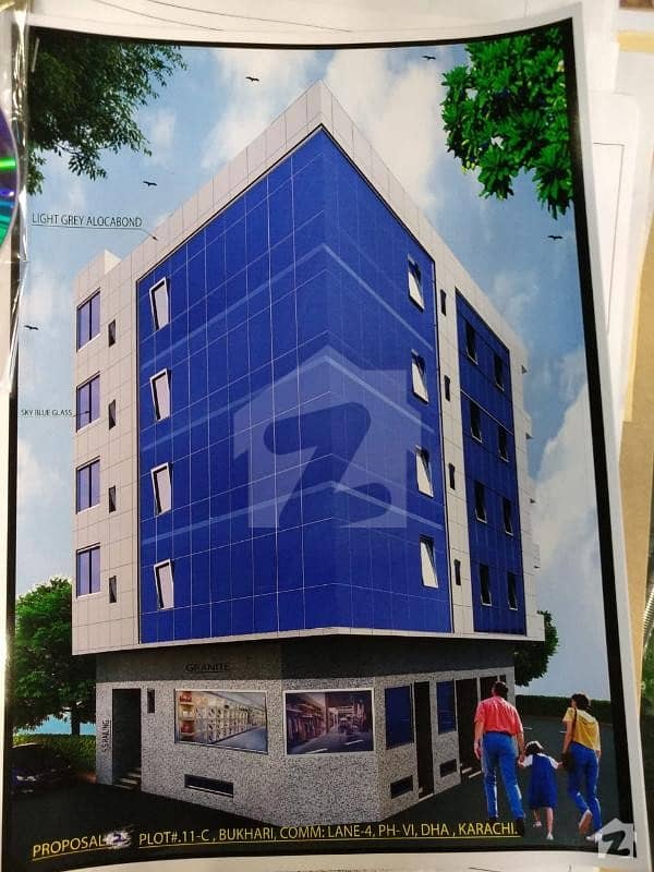 DHA phase 6 bukhari 700 sqft office booking 60 fit wide road 3 side corner for sale