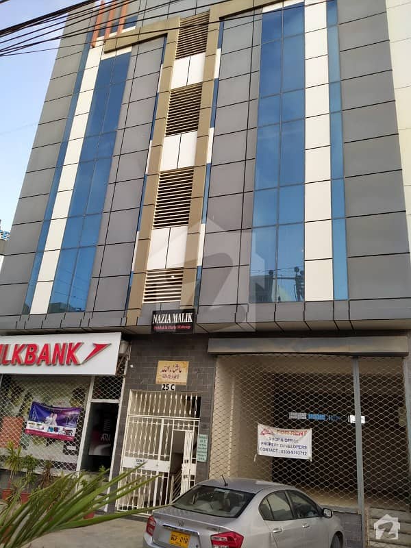 Brand New Office For Rent Main Khayaban Nishat Glass Elevation Front Entrance Lift Kitchen Bathroom Parking